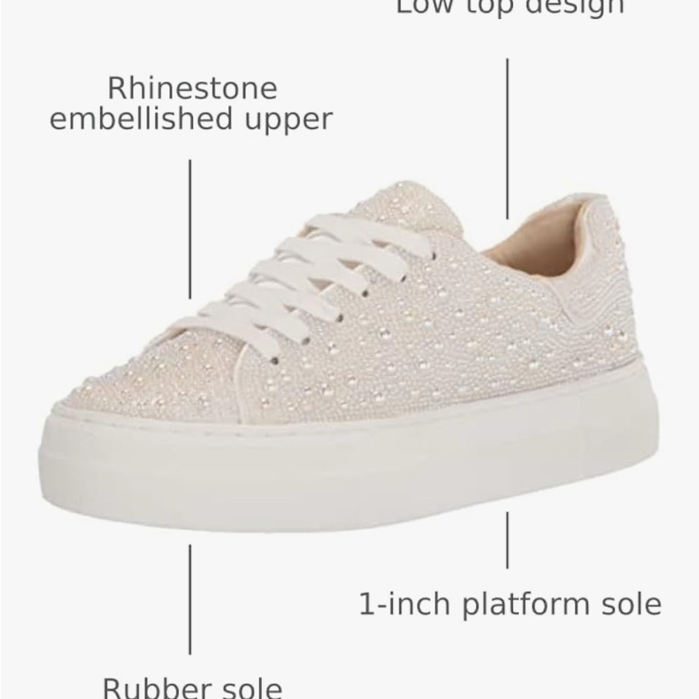 Betsey Johnson Pearl Women's Rhinestone Sneakers - Cream